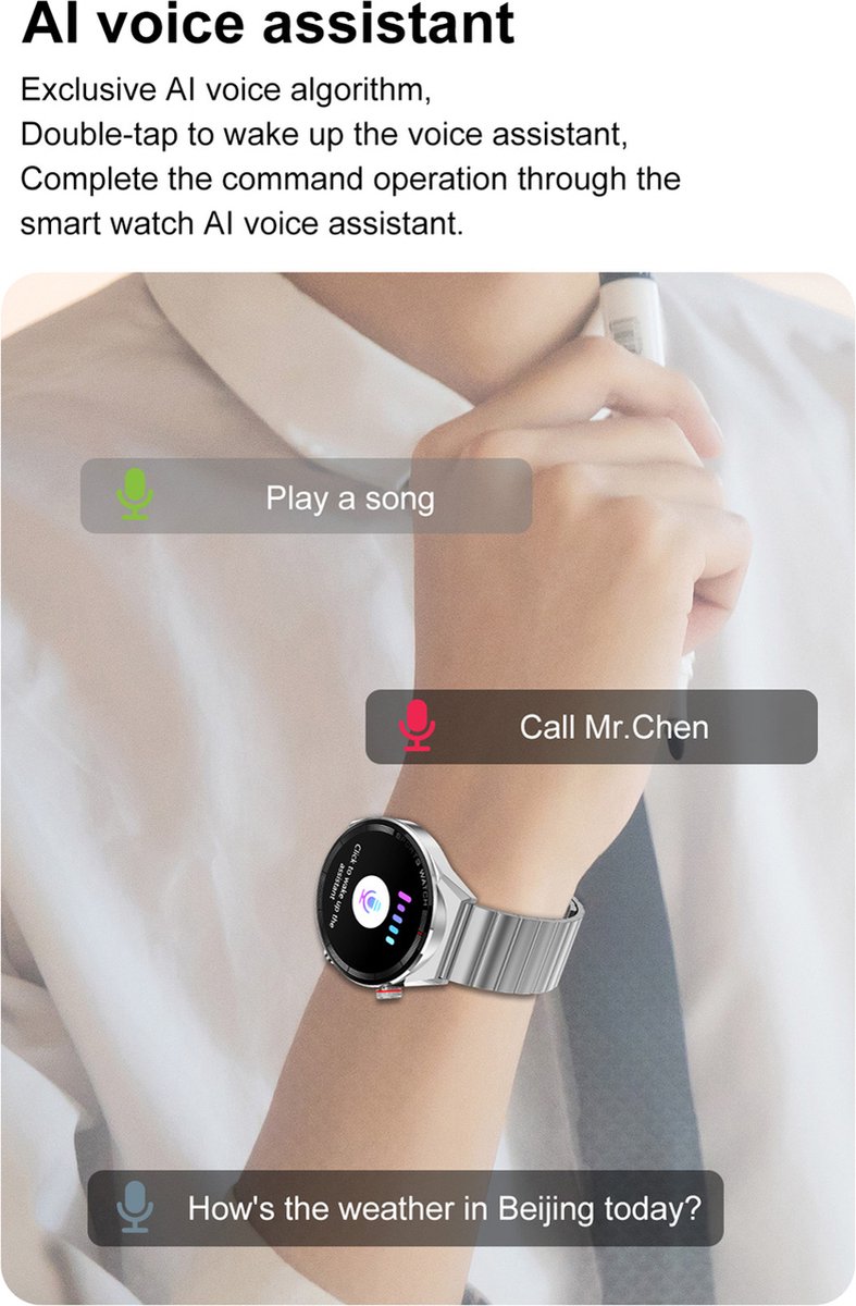 Smartwatch Heren Grijs GPS Bluetooth Samsung Android AI Technology
