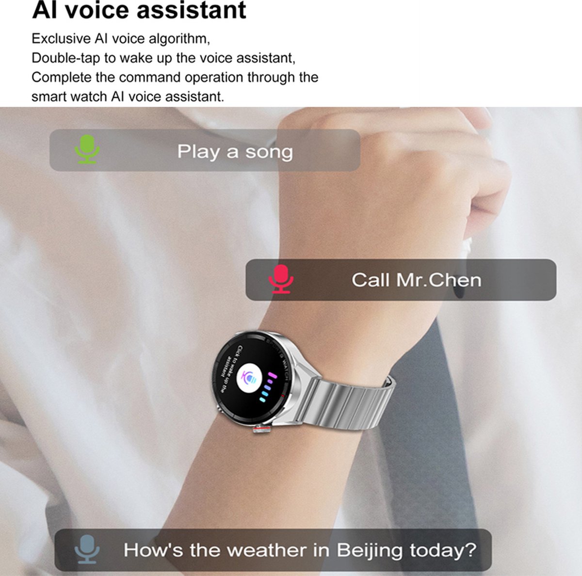 Smartwatch Heren Grijs GPS Bluetooth Samsung Android AI Technology