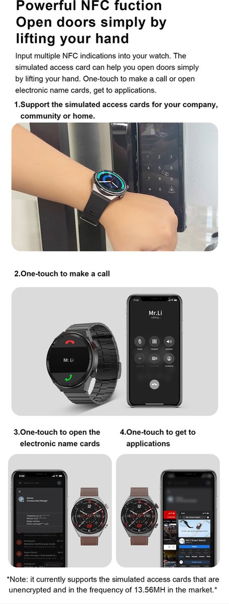 Smartwatch Heren Grijs GPS Bluetooth Samsung Android AI Technology