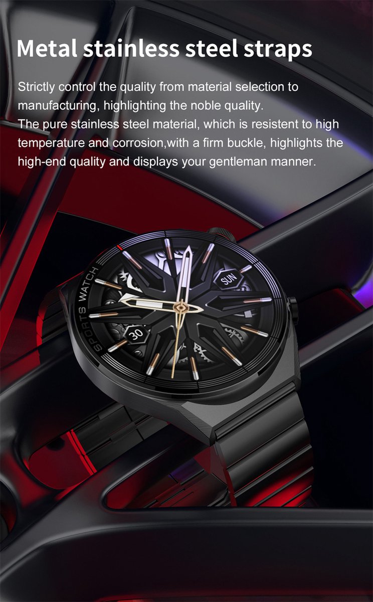 Smartwatch Heren Grijs GPS Bluetooth Samsung Android AI Technology