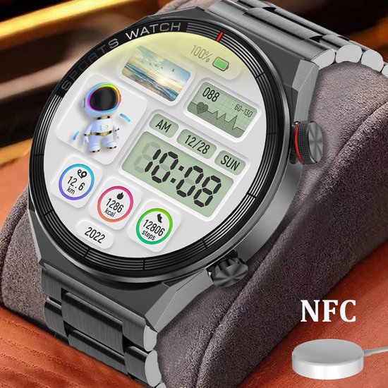 Smartwatch Heren Grijs GPS Bluetooth Samsung Android AI Technology