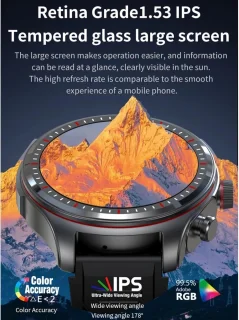 Smartwatch met Draadloze Oordopjes 1,53” Ronde Fitness Tracker Zilver