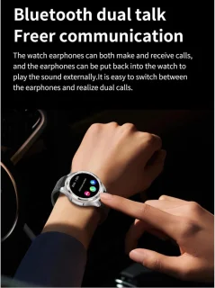Smartwatch met Draadloze Oordopjes 1,53” Ronde Fitness Tracker Zilver