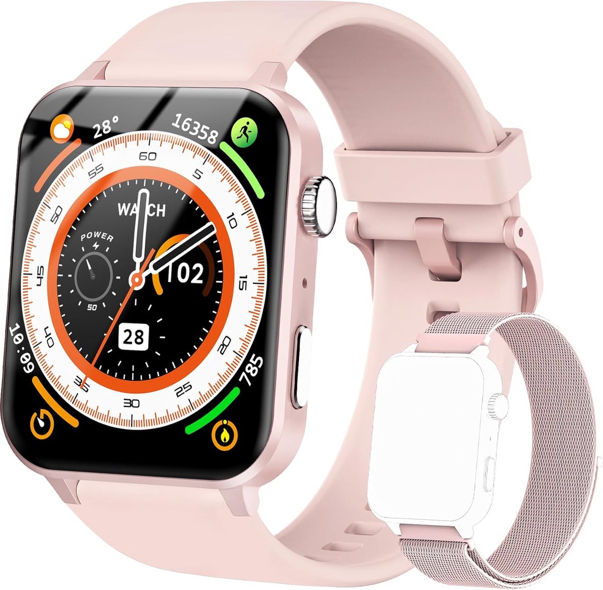 Smartwatch Multifunctioneel Met Extra Band - 1.85'' Fitness Tracker
