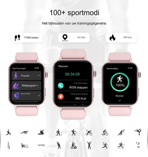 Smartwatch Multifunctioneel Met Extra Band - 1.85'' Fitness Tracker