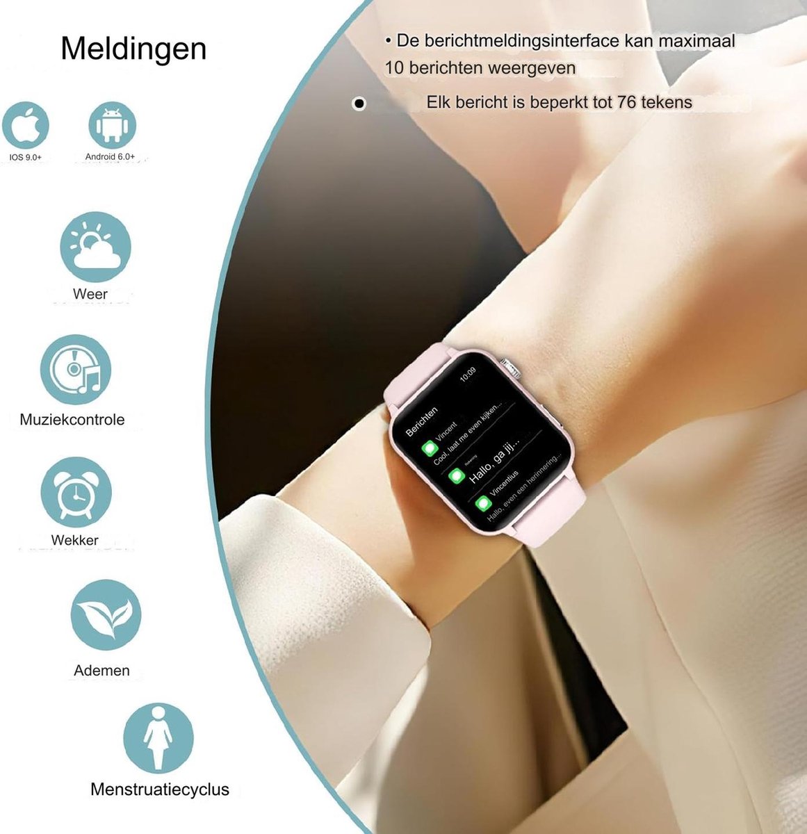 Smartwatch Multifunctioneel Met Extra Band - 1.85'' Fitness Tracker