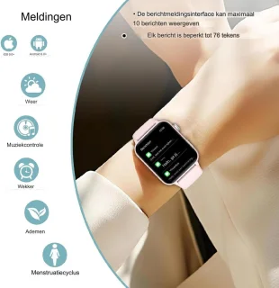 Smartwatch Multifunctioneel Met Extra Band - 1.85'' Fitness Tracker