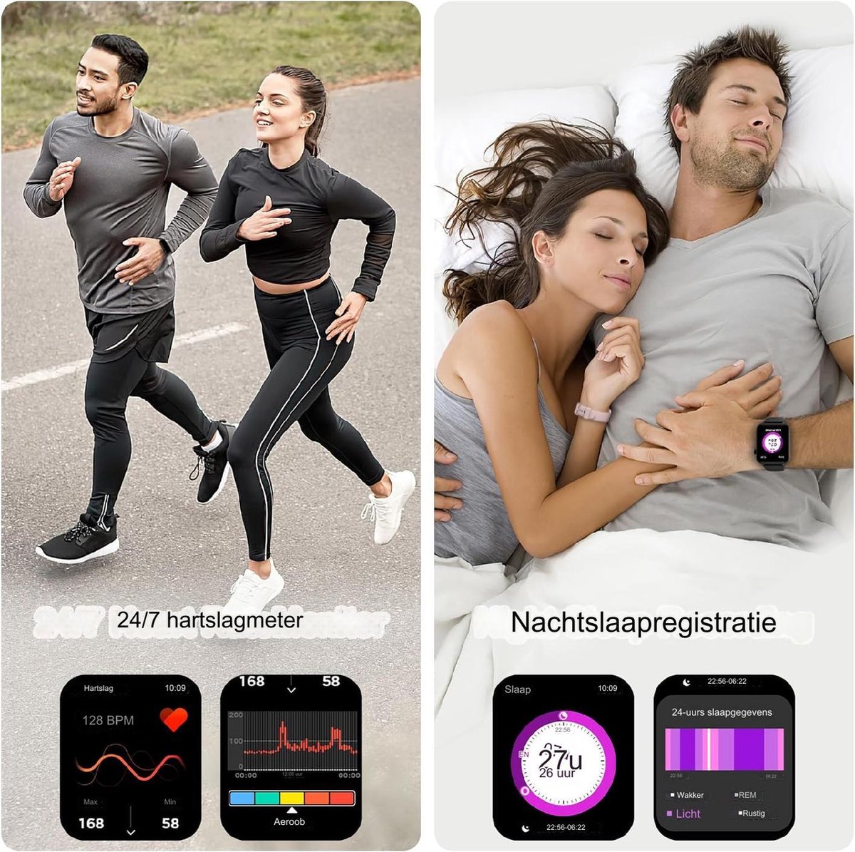 Smartwatch Multifunctioneel Met Extra Band - 1.85'' Fitness Tracker