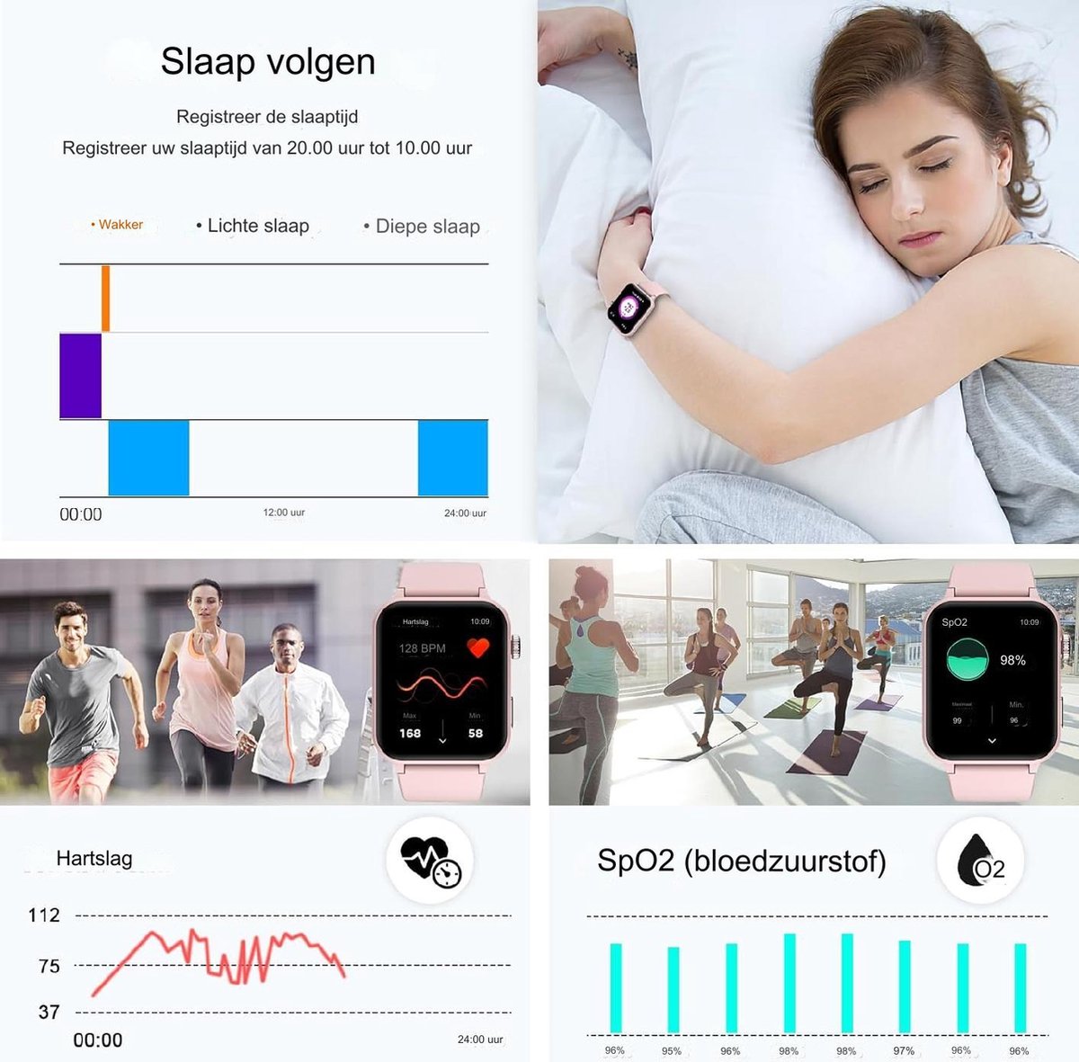 Smartwatch Multifunctioneel Met Extra Band - 1.85'' Fitness Tracker