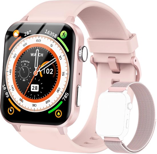 Smartwatch Multifunctioneel Met Extra Band - 1.85'' Fitness Tracker