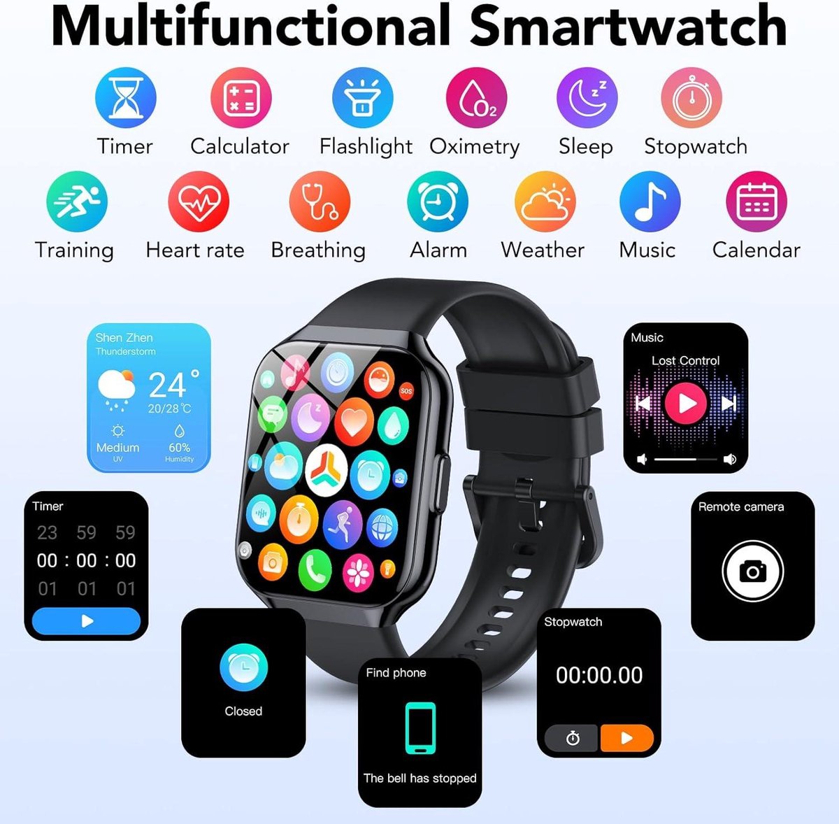 Smartwatch Sporthorloge Dames Heren 1.96 Inch IP68