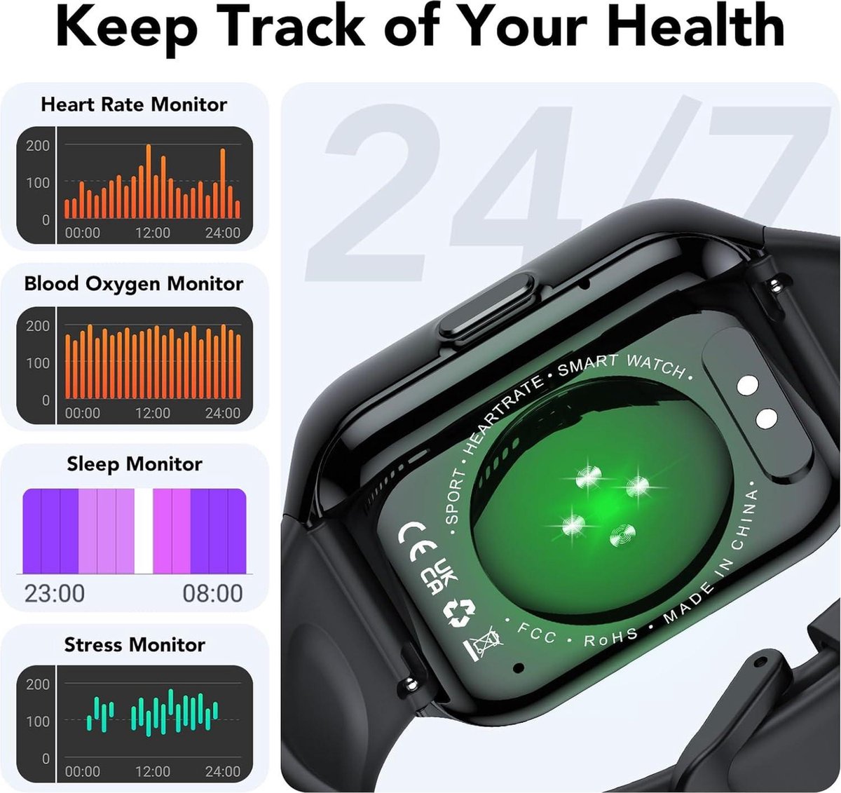 Smartwatch Sporthorloge Dames Heren 1.96 Inch IP68