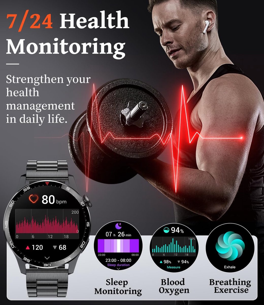 Smartwatch Sporthorloge Fitness Hartslagmeter