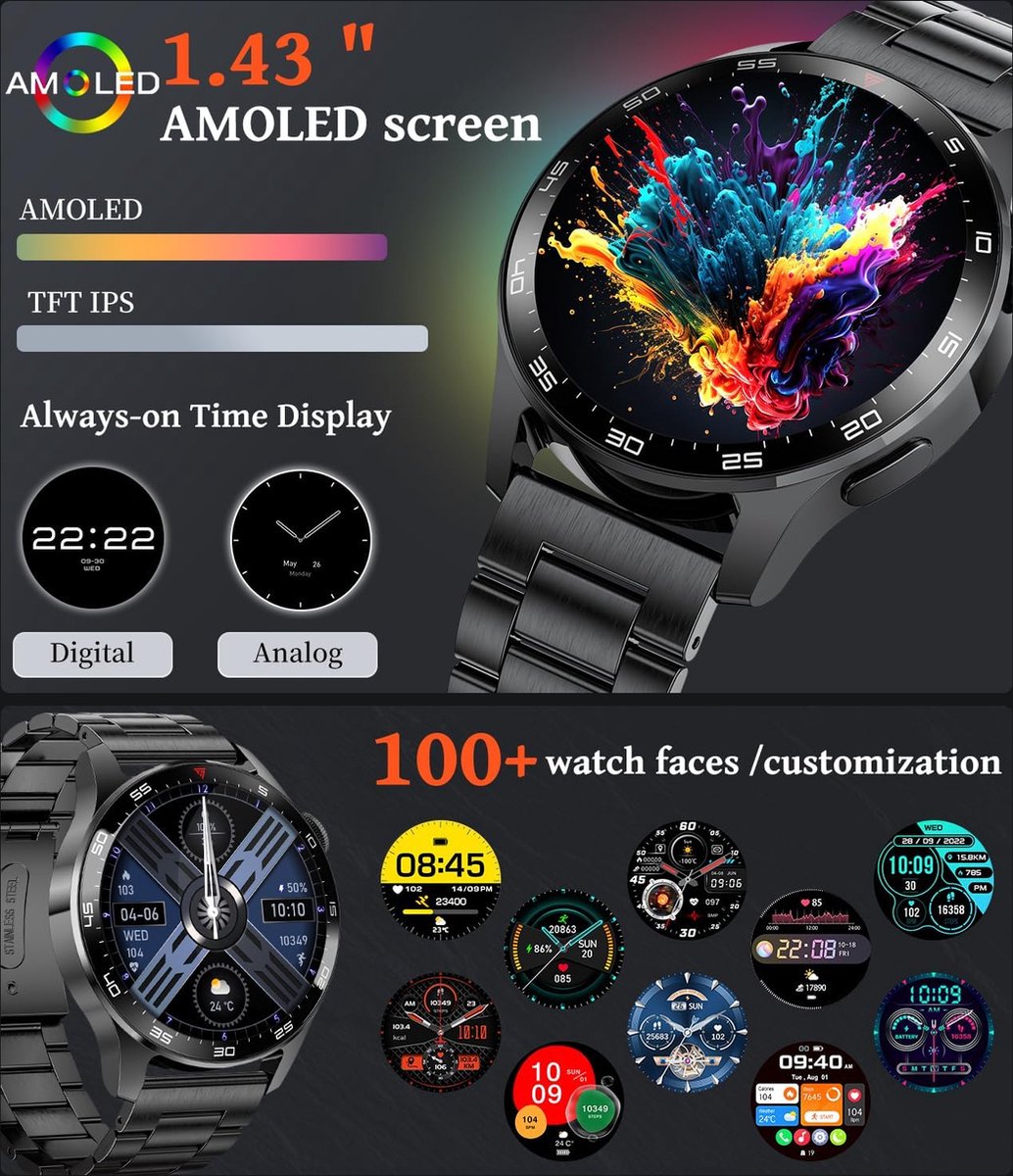 Smartwatch Sporthorloge Fitness Hartslagmeter