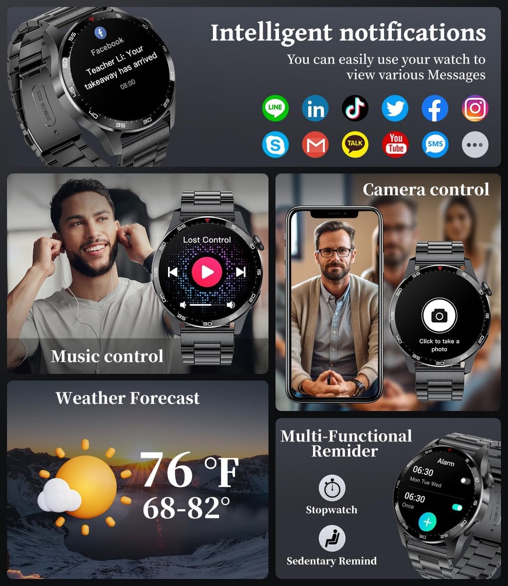 Smartwatch Sporthorloge Fitness Hartslagmeter