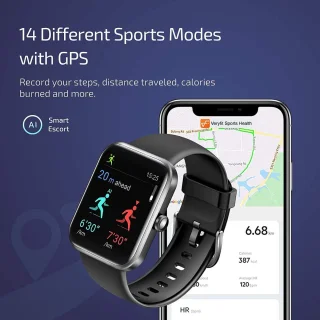 Smartwatch Zwart voor Dames, Heren en Kinderen - Compatibel met Android en iOS