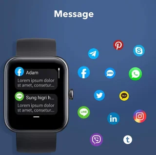 Smartwatch Zwart voor Dames, Heren en Kinderen - Compatibel met Android en iOS