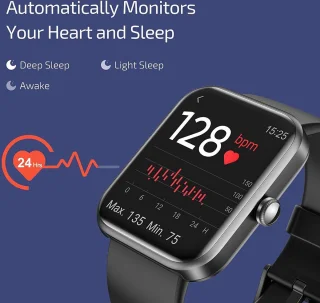 Smartwatch Zwart voor Dames, Heren en Kinderen - Compatibel met Android en iOS