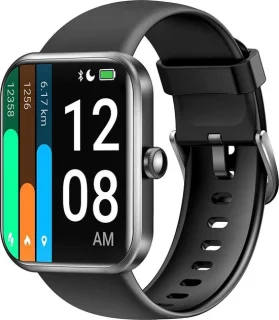 Smartwatch Zwart voor Dames, Heren en Kinderen - Compatibel met Android en iOS