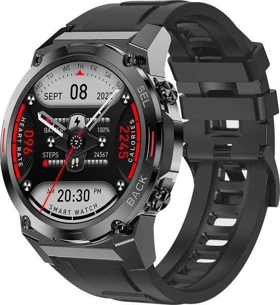 Sport Watch Heren 1.43 Inch Grijs-Rood