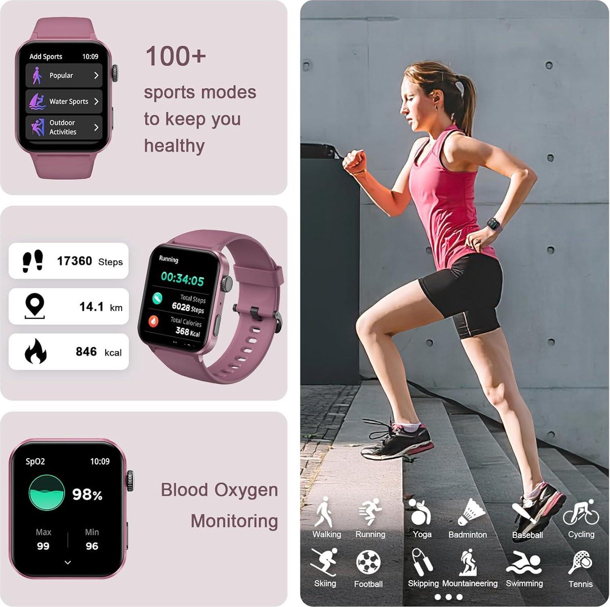 Wat vinden we goed aan de Sporthorloge Bluetooth Smartwatch 1.85 inch voor heren en dames