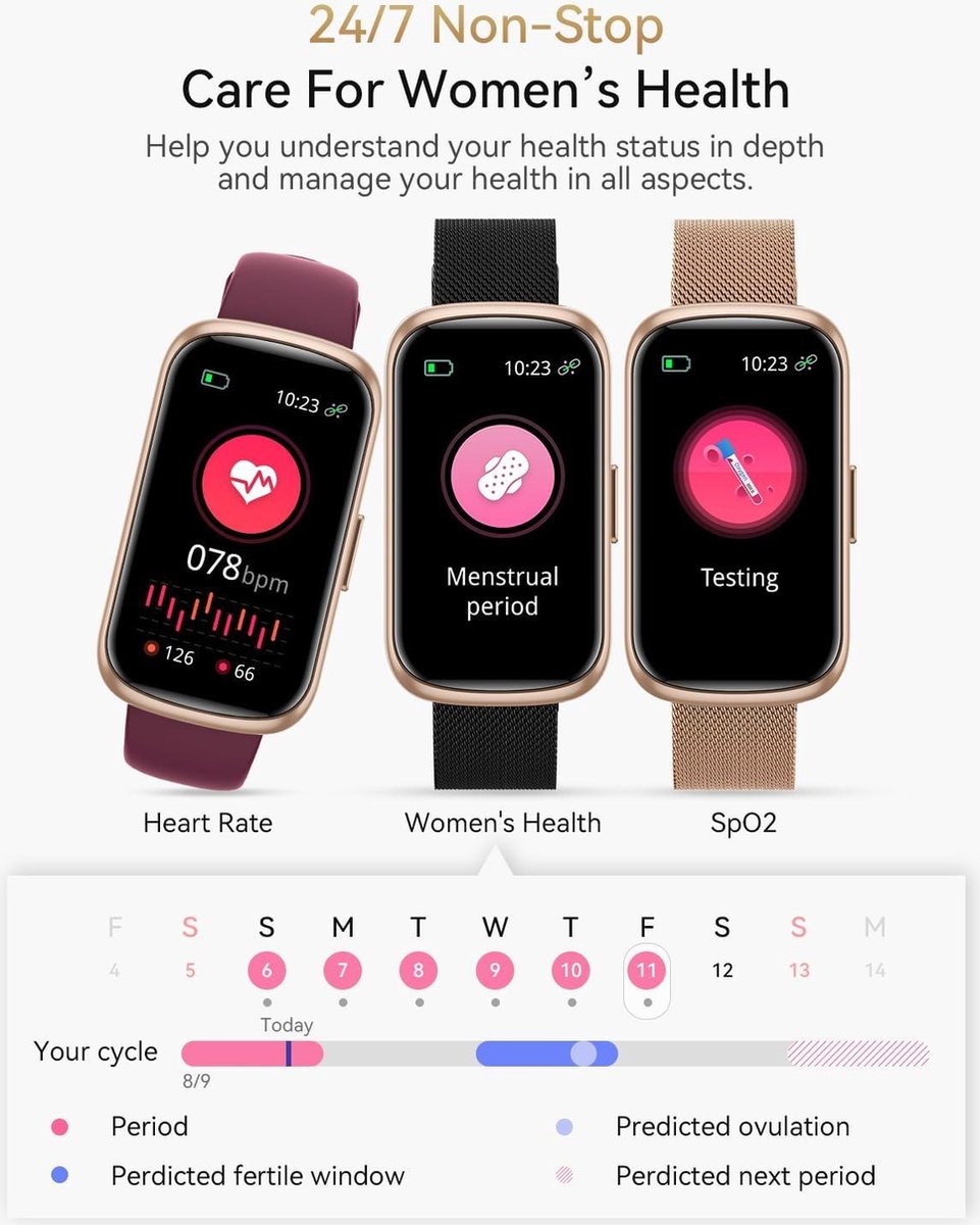 Sporthorloge Dames Smartwatch 1.47 inch Fitnesshorloge IP68 Waterdicht
