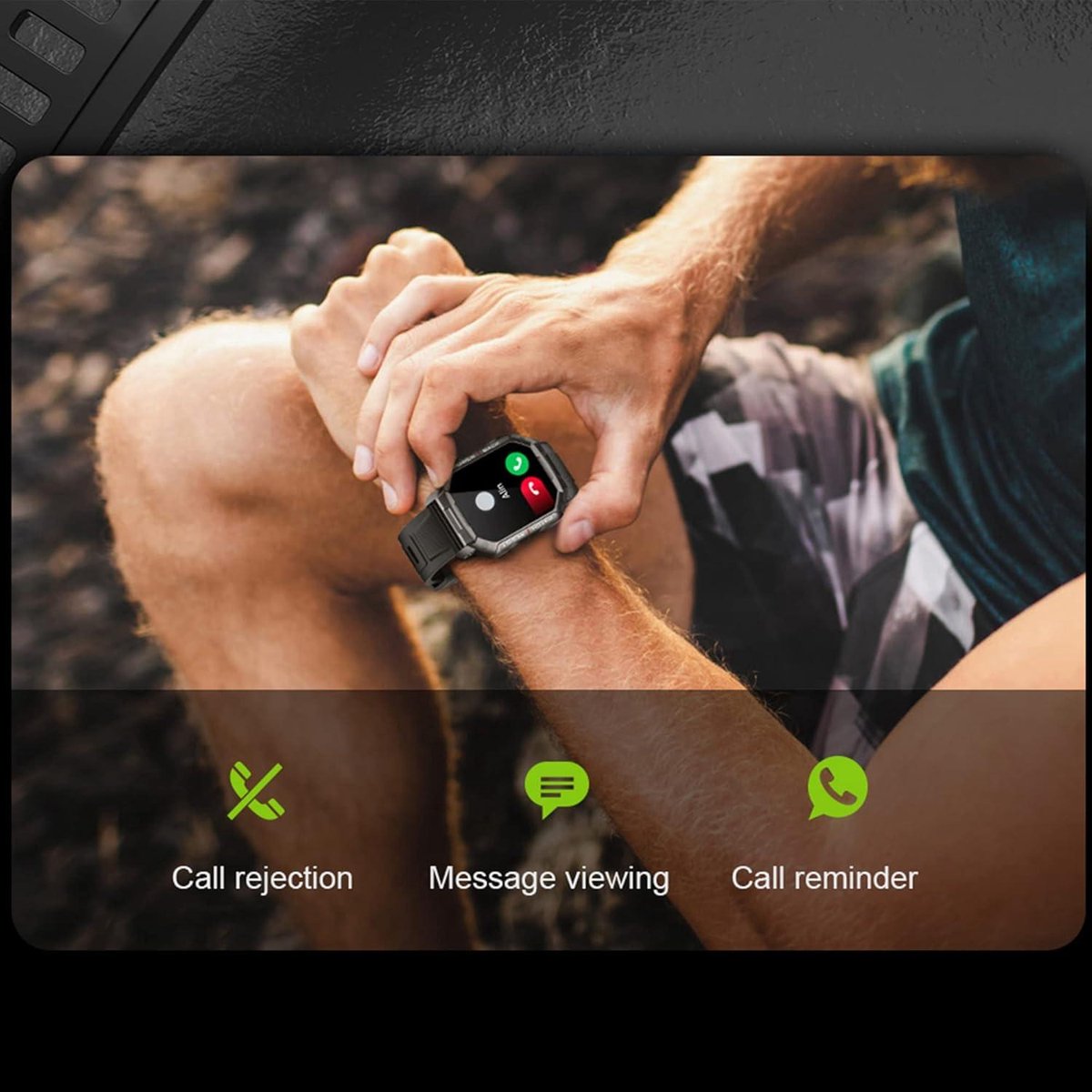 Sporthorloge Heren 1.83" Touchscreen Zwart - Android/iOS