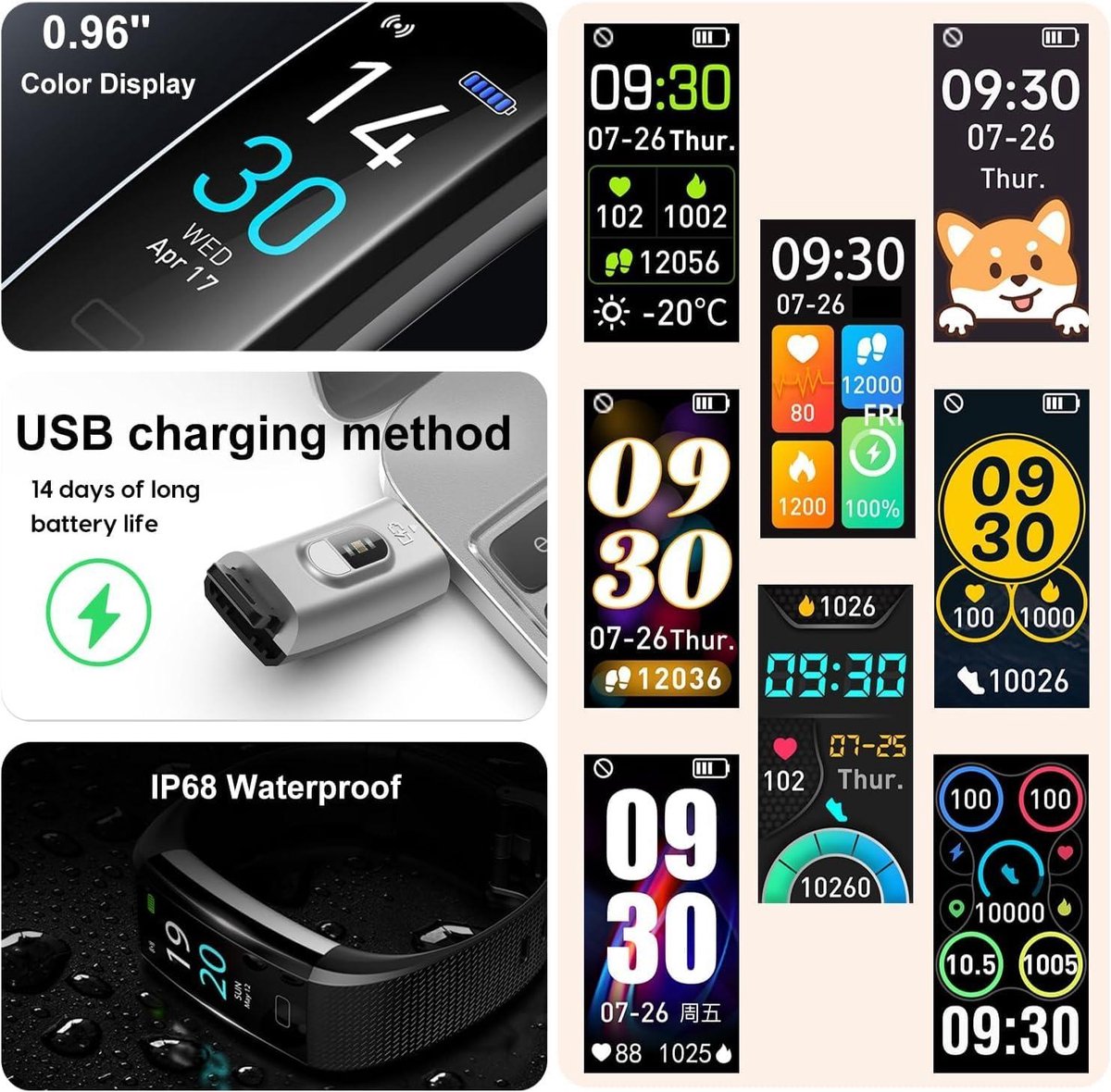 Sporthorloge Smartwatch Activiteitstracker Fitnesstracker Hartslagmeter iOS Android