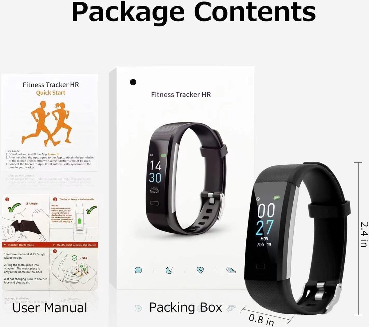 Sporthorloge Smartwatch Activiteitstracker Fitnesstracker Hartslagmeter iOS Android