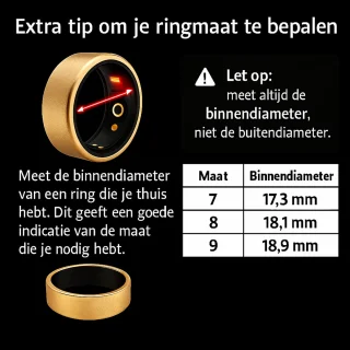 SyncGear Smart Ring Maat 9 Goud - Unisex