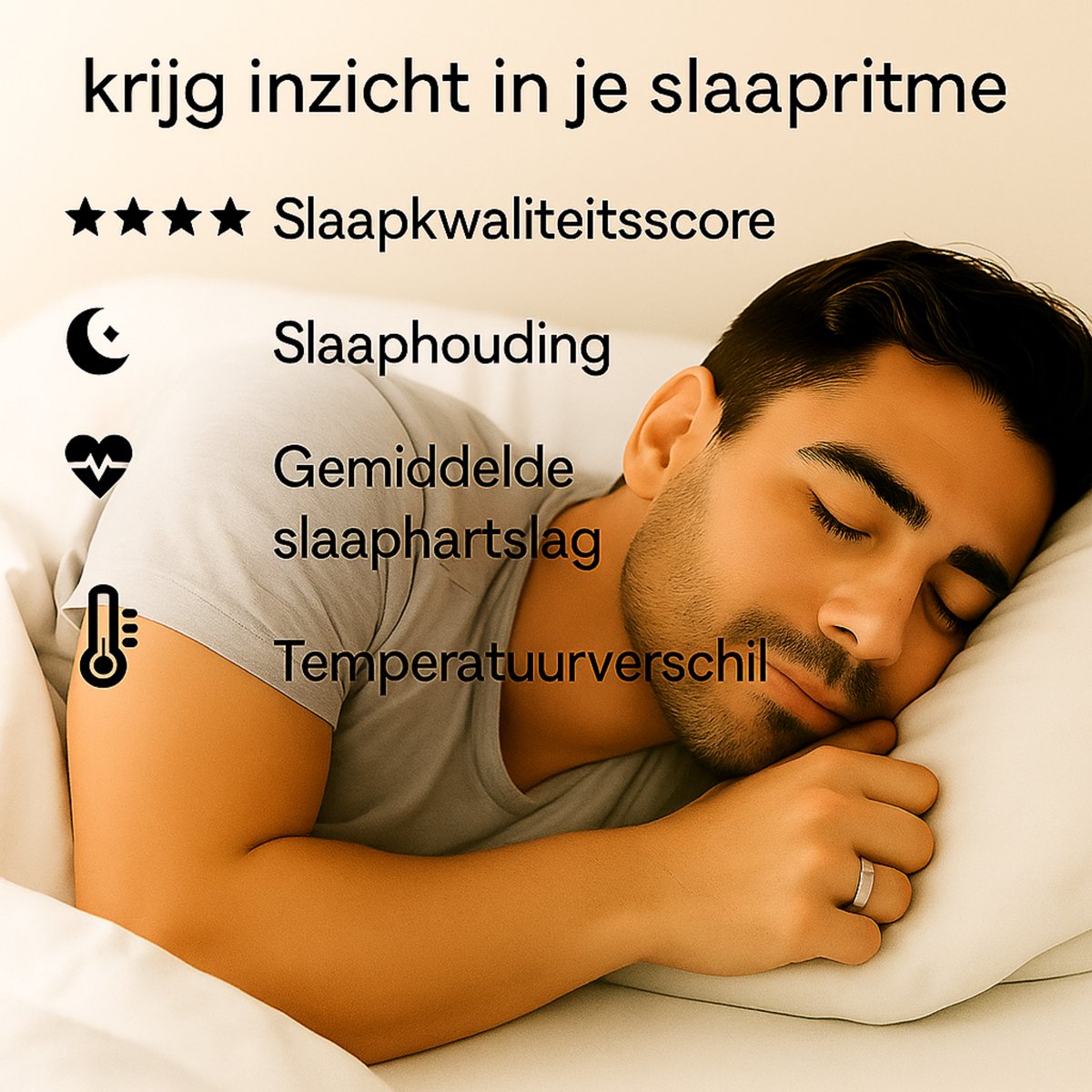 SyncGear Smart Ring Slim Zilver Maat 9 voor Heren & Dames
