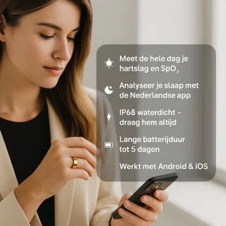 SyncGear Smart Ring - Slimme ring (Maat 7 / EU 54) - Goud