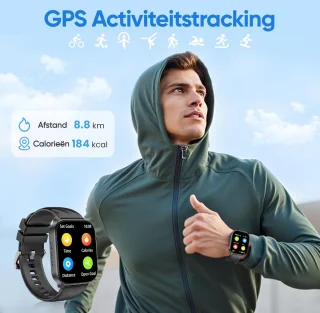 Synyq Axis GPS Smartwatch Unisex Zwart