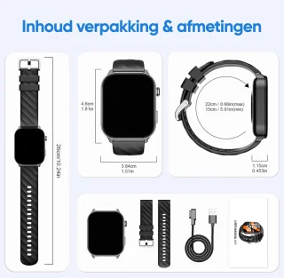 Synyq Axis GPS Smartwatch Unisex Zwart