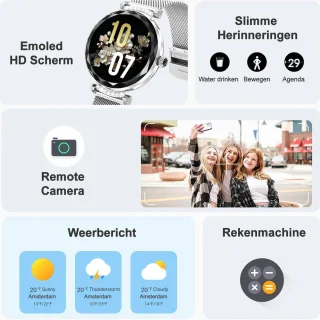 Synyq Diamond Smartwatch Dames 39mm Zilver