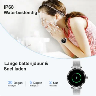 Synyq Diamond Smartwatch Dames 39mm Zilver