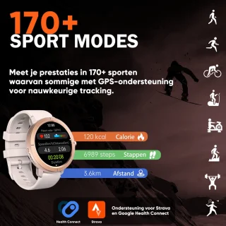 Synyq Evo Pro GPS Smartwatch Goud 1.32" AMOLED