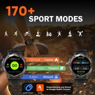 Synyq GPS Pro GPS Smartwatch Heren 1,43 inch AMOLED Sport Horloge
