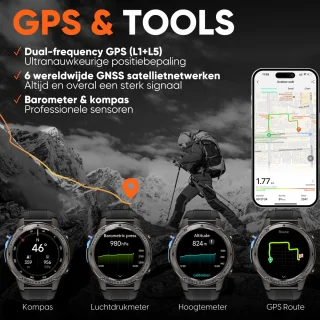 Synyq GPS Pro GPS Smartwatch Heren 1,43 inch AMOLED Sport Horloge