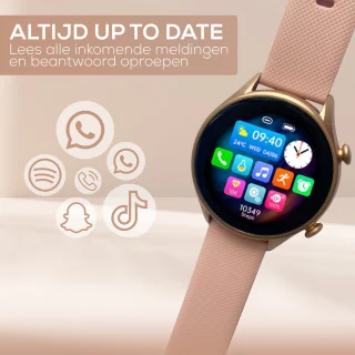 Techrie Smartwatch Dames Rosé Goud Met Extra Roze Band