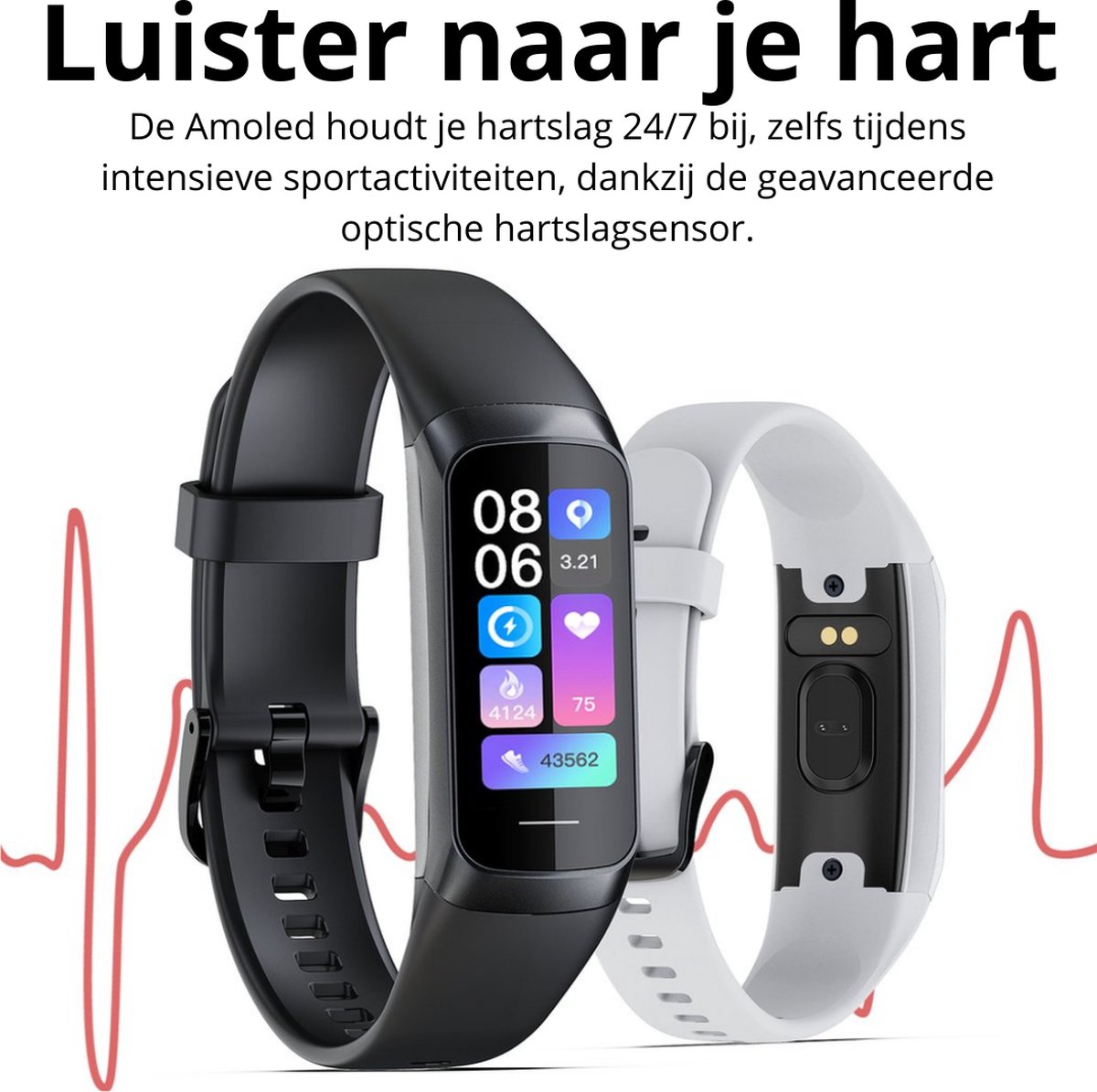 Tijdspeeltgeenrol Activity Tracker Amoled Smartwatch Lila Blauw 2023