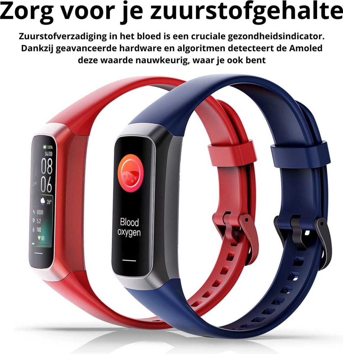 Tijdspeeltgeenrol Activity Tracker Amoled Smartwatch Lila Blauw 2023