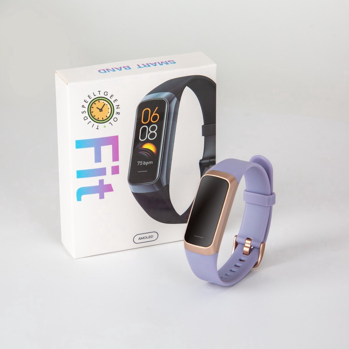 Tijdspeeltgeenrol Activity Tracker Amoled Smartwatch Lila Blauw 2023