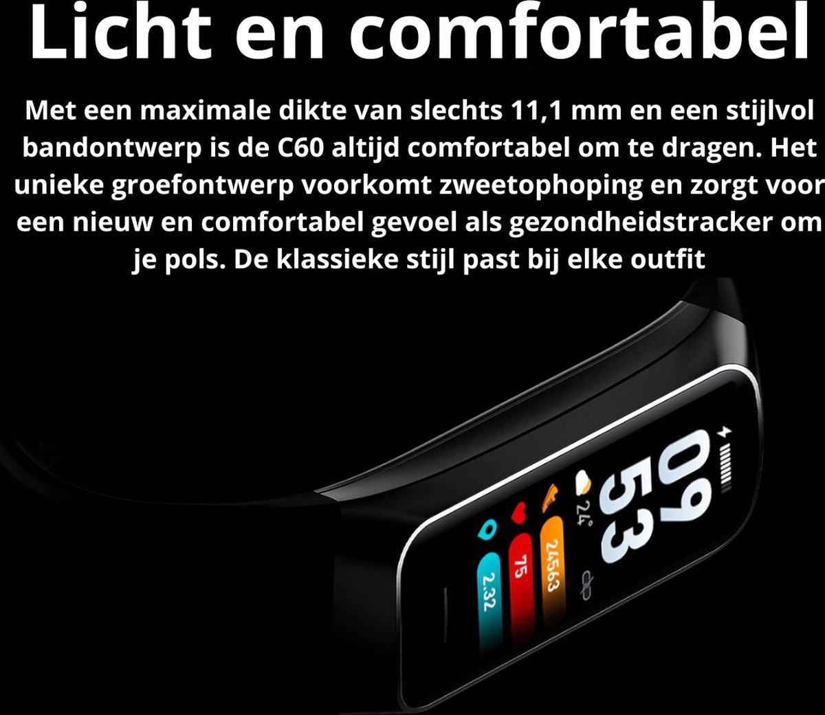 Tijdspeeltgeenrol Activity Tracker Amoled Smartwatch Lila Blauw 2023