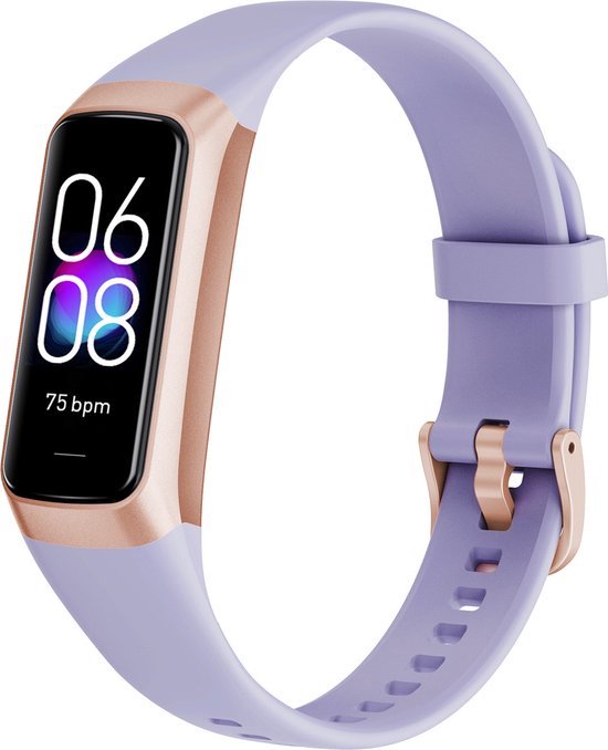 Tijdspeeltgeenrol Activity Tracker Amoled Smartwatch Lila Blauw 2023
