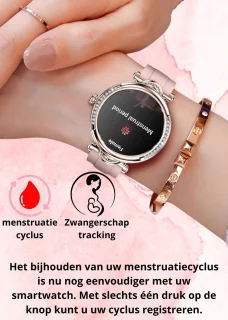 Tijdspeeltgeenrol Dames Smartwatch Roze Diamant