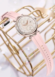 Tijdspeeltgeenrol Dames Smartwatch Roze Diamant