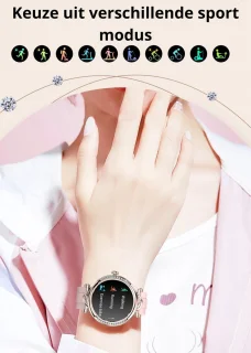 Tijdspeeltgeenrol Dames Smartwatch Roze Diamant