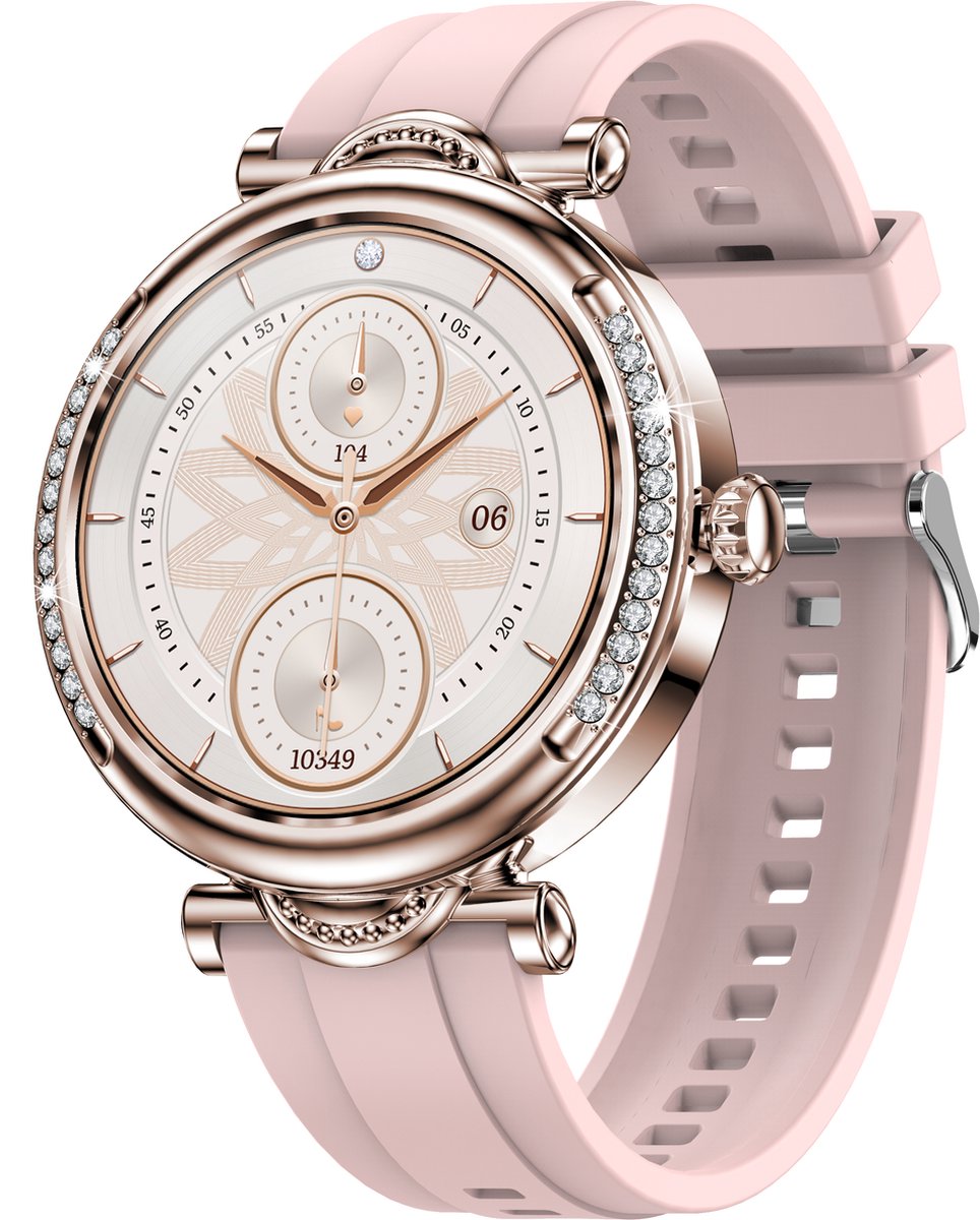 Tijdspeeltgeenrol Dames Smartwatch Roze Diamant