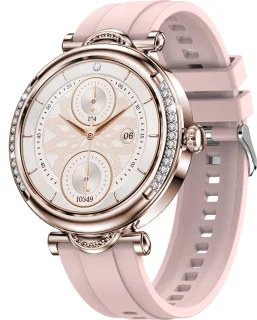 Tijdspeeltgeenrol Dames Smartwatch Roze Diamant